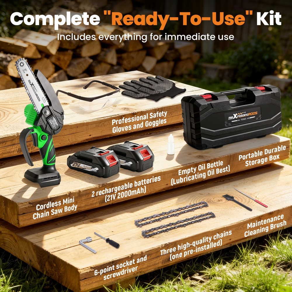 3 Chains for Mini Chainsaw Cordless 21V Battery Powered with Guide Bar Pruning