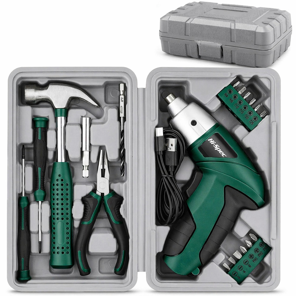 Hi-Spec 3.6V Cordless Electric Screwdriver Set w/ Interchangeable Bits