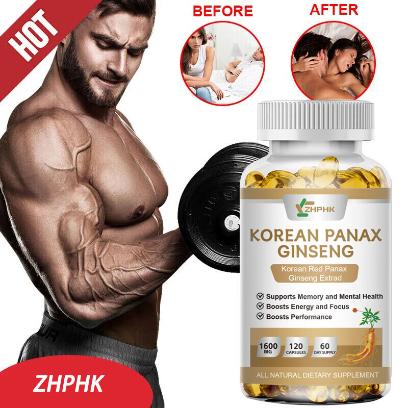 Korean Red Panax Ginseng 120 Capsules - 1600mg Extra Strength NON-GMO No Fillers