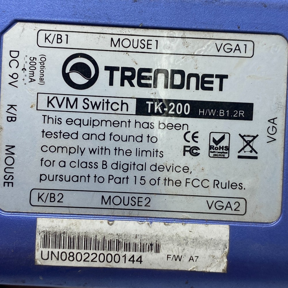 TRENDnet TK-200 KVM SWITCH, 2-Port PS/2 KVM Switch Kit TK200