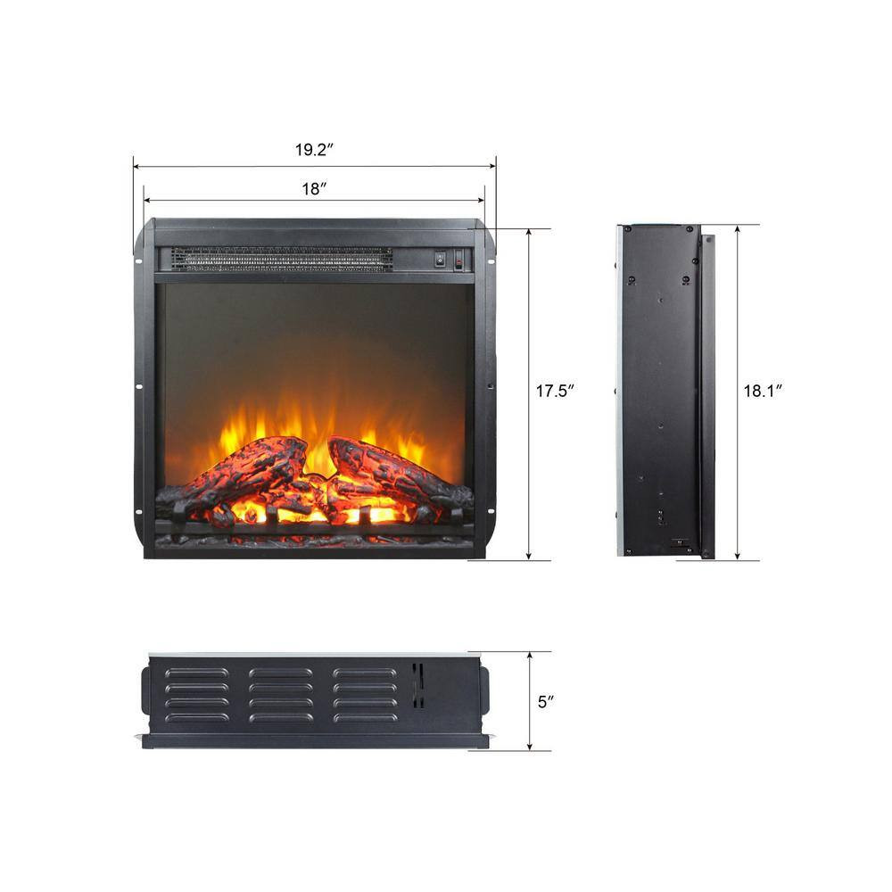 19 In. Direct Vent Electric Fireplace Insert with Remote Control and Overheating