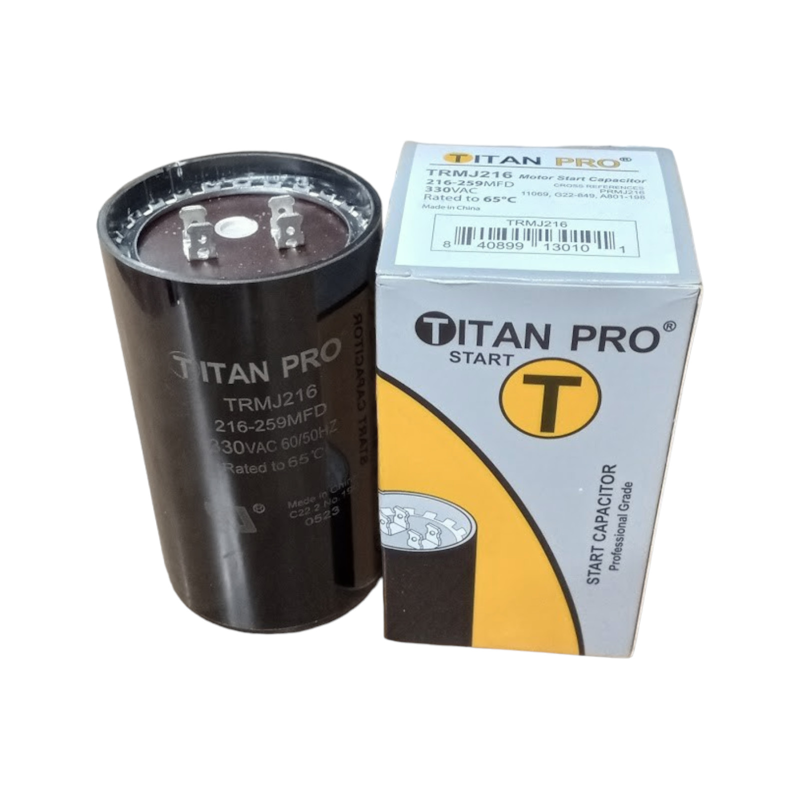 Titan Pro TRMJ216 Motor Start Capacitor 216-259 MFD UF / 330 VAC