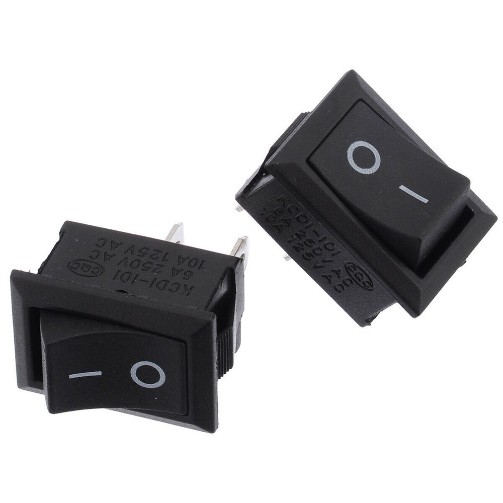 2x Black On/Off Switch Rocker Toggle Press Flip Square Rectangle Basic AC/DC