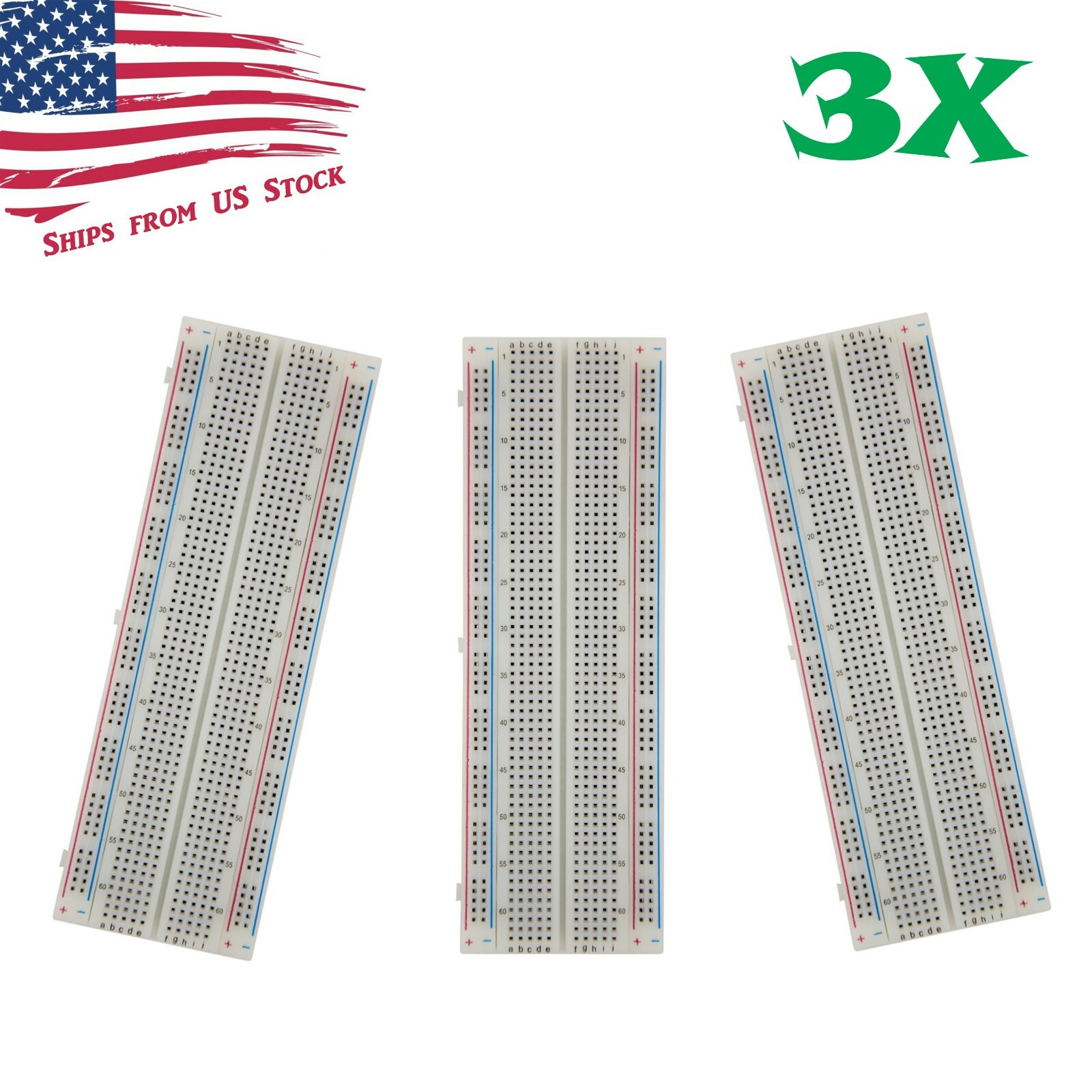 3X MB-102 830 Point Prototype PCB Solderless Breadboards Protoboards 3Pcs US