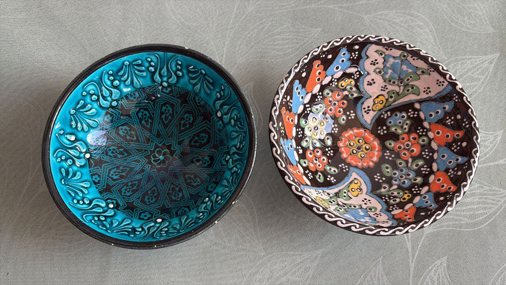 Vintage Glazed Ceramic Bowl Pair