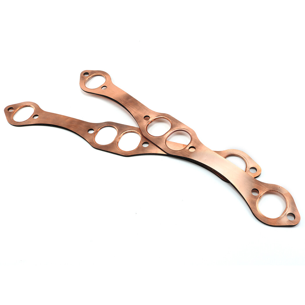 SBC OVAL PORT COPPER HEADER EXHAUST GASKETS FOR SB CHEVY 327 350 383 REUSABLE