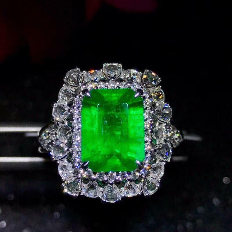 Lab-Created Emerald Cut 12.20CT Emerald Gemstone Fine Engagement Ring