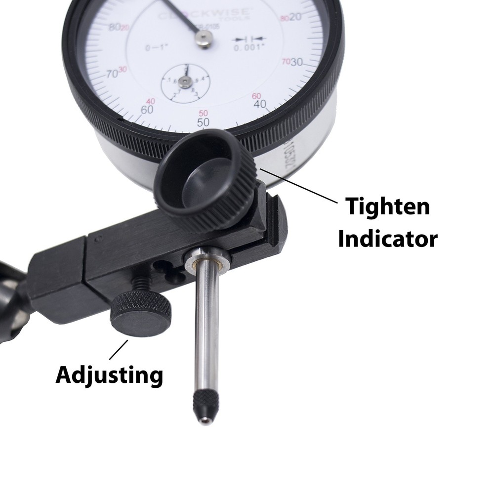 Clockwise Tools Dial Indicator with Magnetic Base Holder Stand, DIMR-0105...
