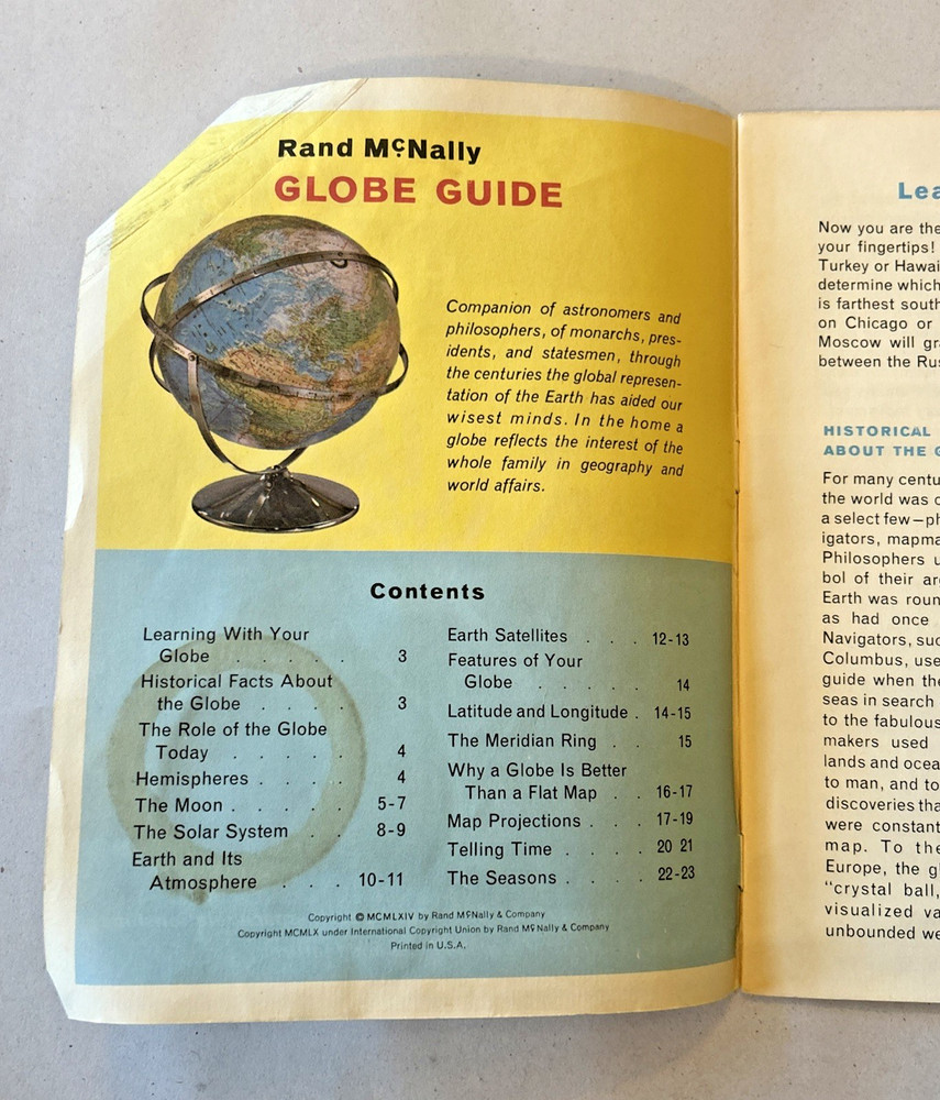 Rand McNally ~ Globe Handbook ~ 1964