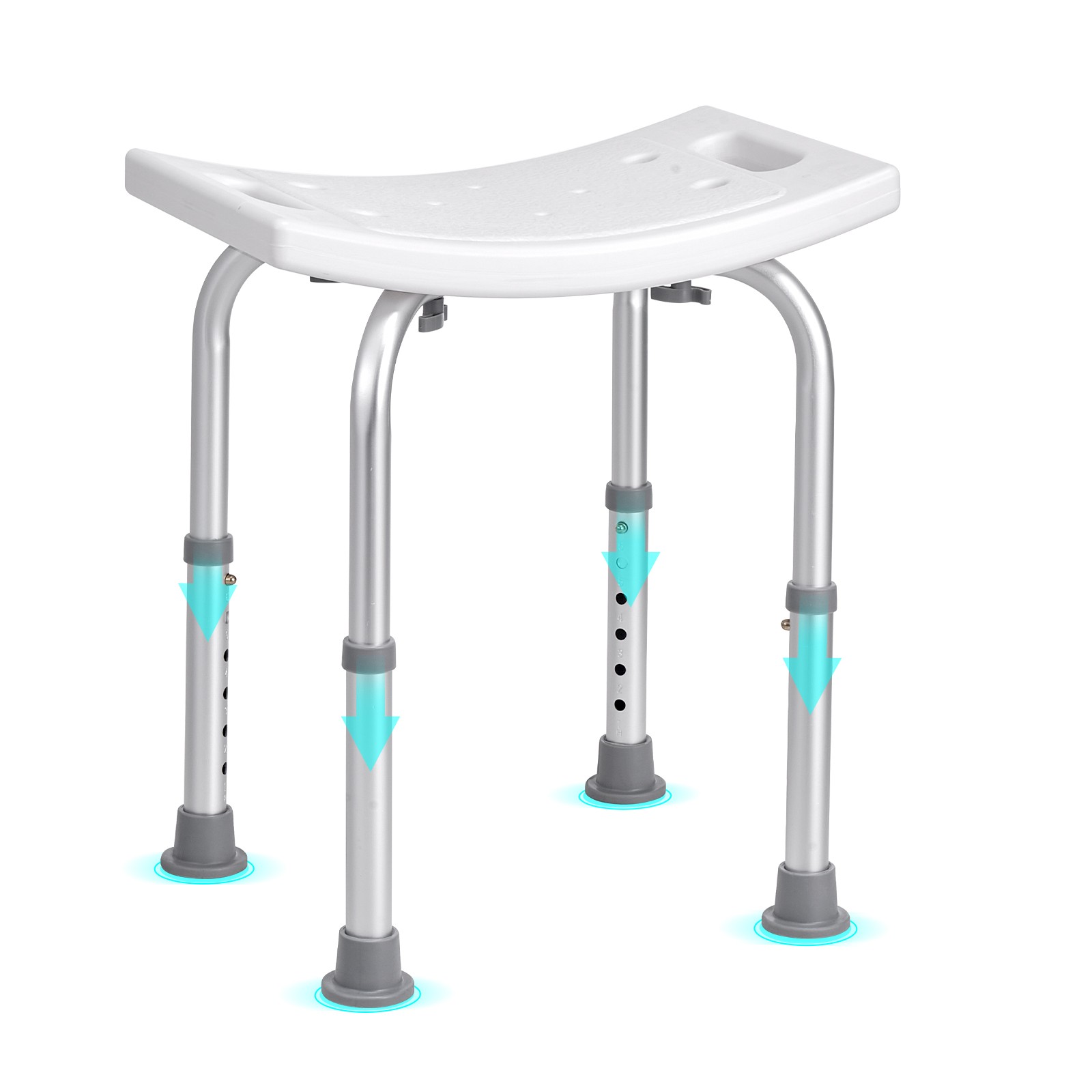 Height Adjustable Shower Chair Seat, Padded Bath Stool Bench