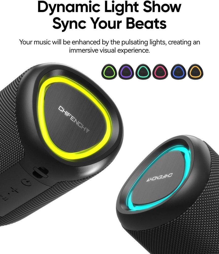 Portable Bluetooth Speaker with Lights, Stocking Stuffers, Powerful Crystal