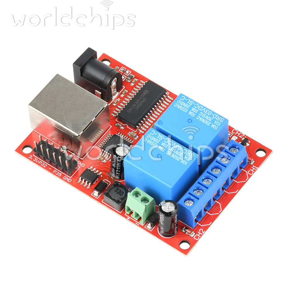 LAN Ethernet 2 Way Relay Board Delay Switch TCP/UDP Controller Module WEB Server