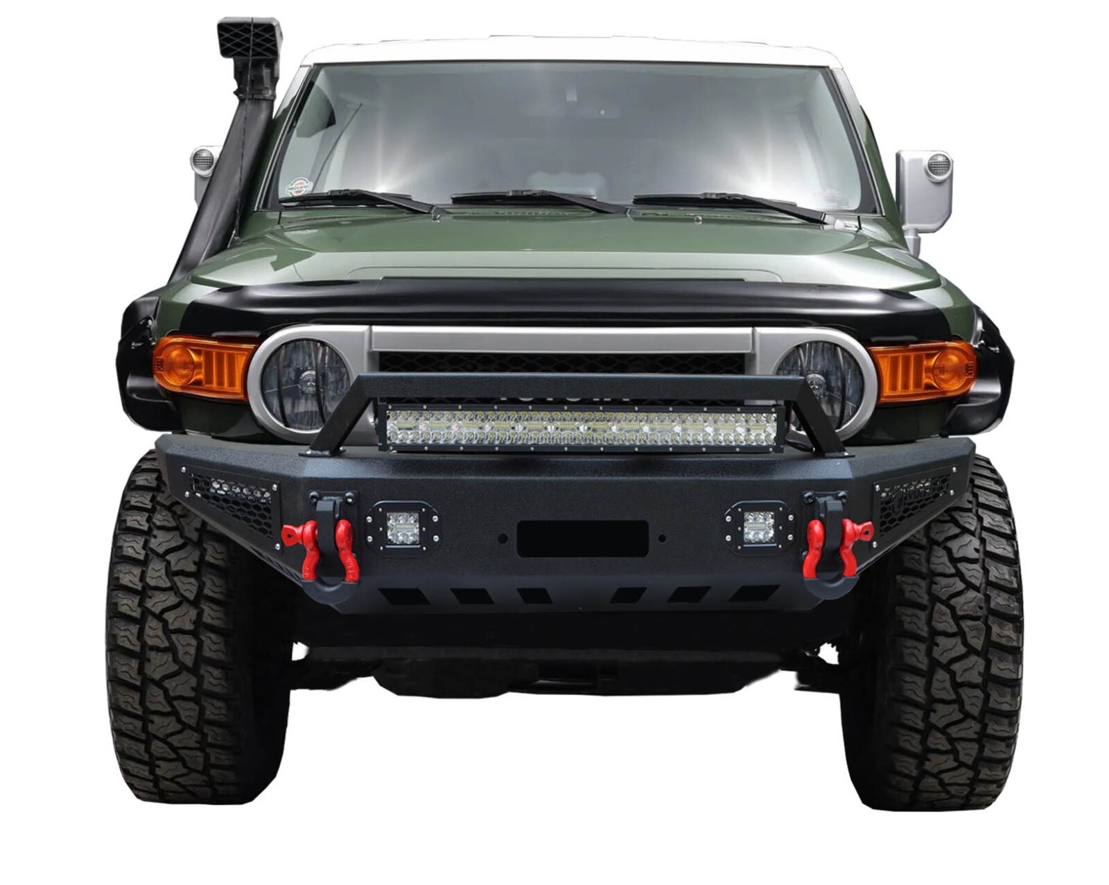 Vijay Steel Front Bumper W/Winch Plate&LED Light For 2007-2014 Toyota FJ Cruiser