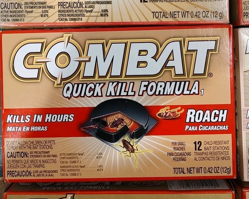 8 Boxes Of Combat Quick Kill Formula Small Roach Bait Stations (96 total)