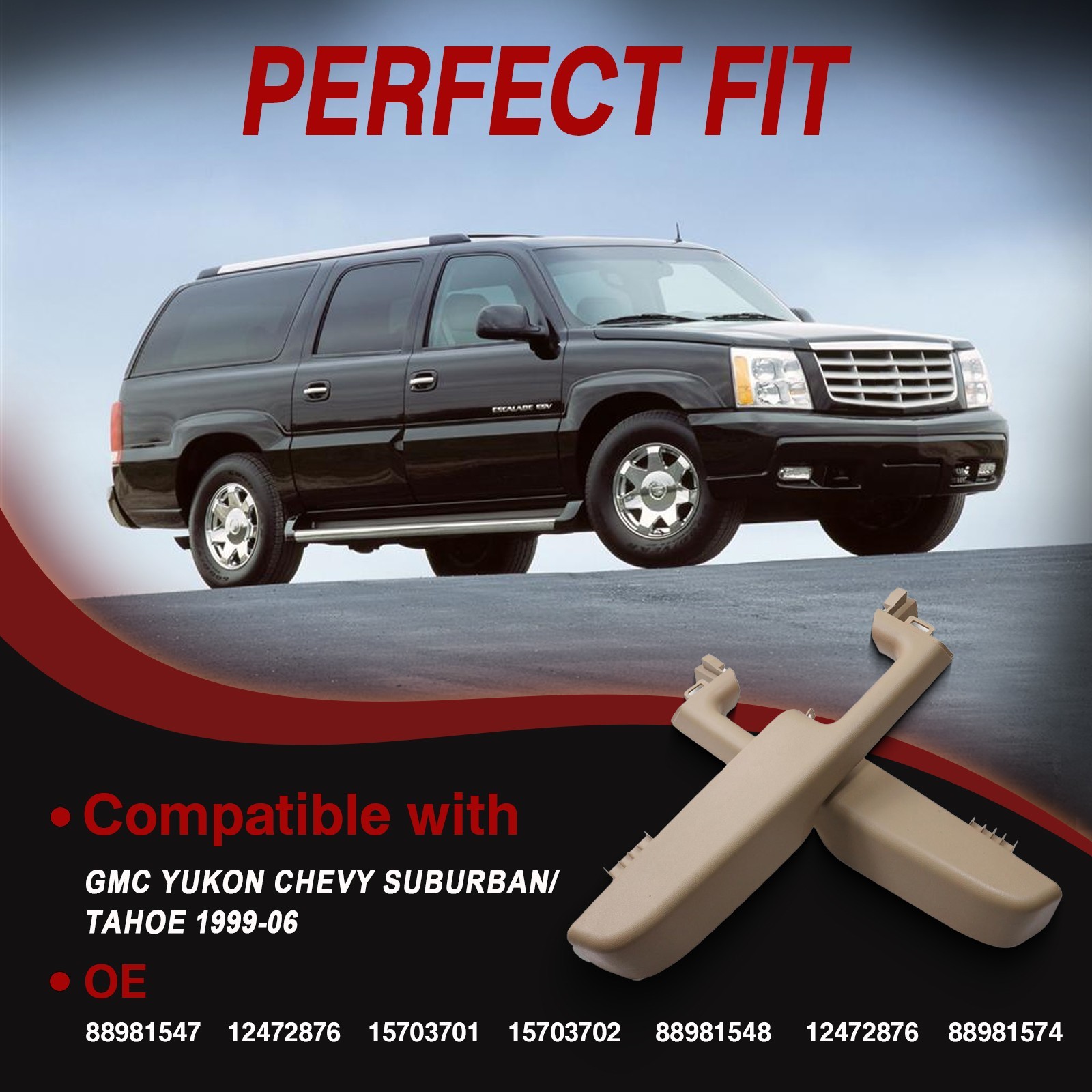 Front Left+Right Door Armrest Handle Fits GMC Yukon Chevy Suburban/Tahoe 1999-06