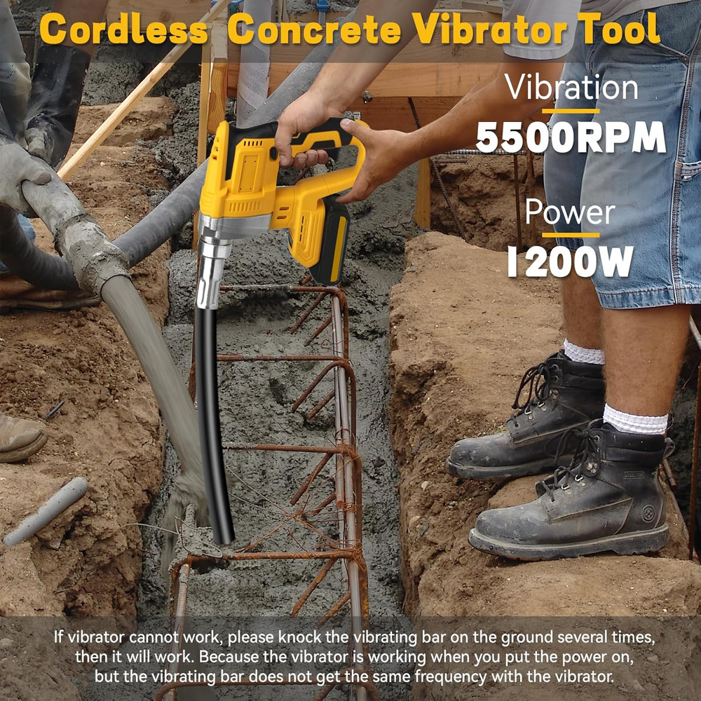 Handheld Concrete Vibrating Tool for Dewalt 20V Max Battery, Construction Insert