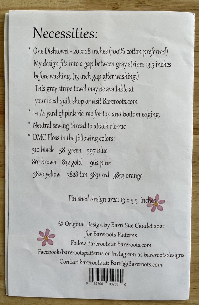Bareroots SPRINKLES DISHTOWEL Embroidery Pattern #268