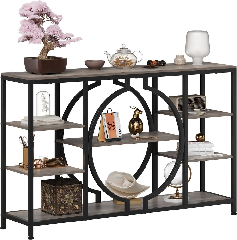 47" Industrial Console Tables Entryway Rustic Sofa Table Behind Couch 4 Tier
