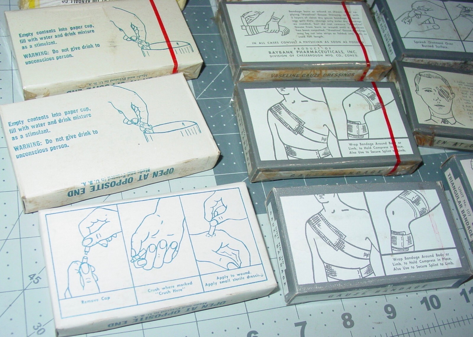 Vintage MSA Mine Safety Power Company Metal Mount First Aid Kit w/Contents USA