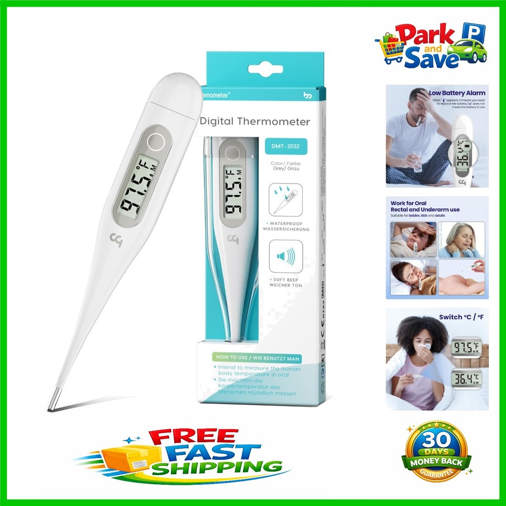 Portable Digital Thermometer with Waterproof Tip & Memory Function for All Ages