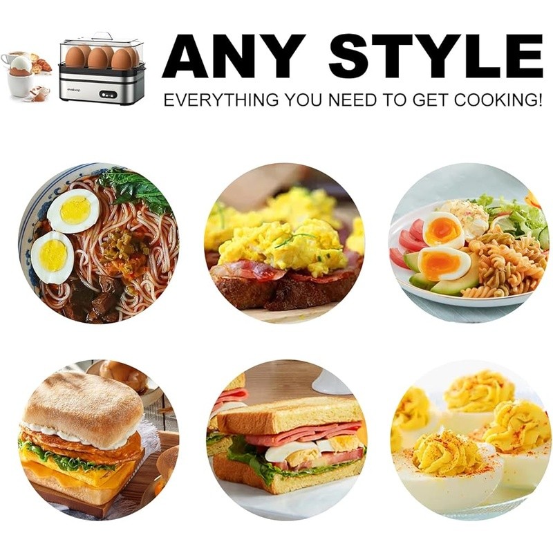 Multi Functional Egg Cooker Boiled Poached Scrambled Eggs W/ Easy Clean Trays US