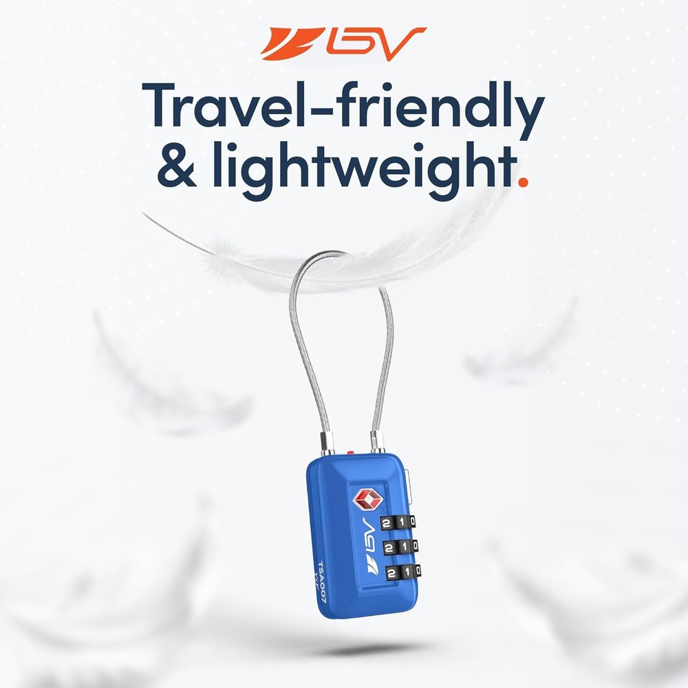 TSA Combination Travel Luggage Lock Blue 2 Pack