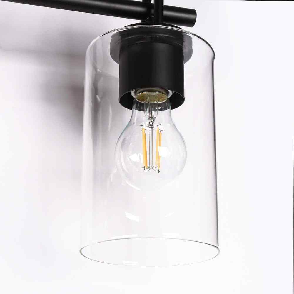 LNC Modern Black Bathroom Vanity Light with Cylinder Clear Glass Shades 22 in.