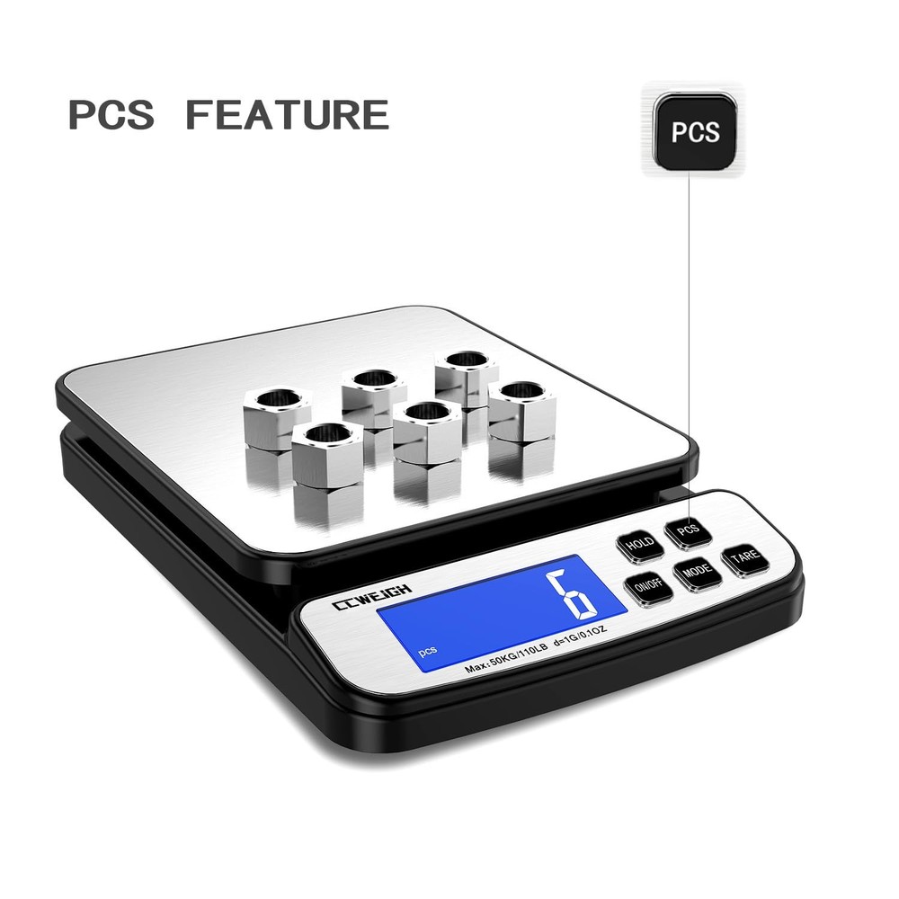 Digital Shipping Scale 110 lbs x 1g with Hold and Counting Function Scale Pos...
