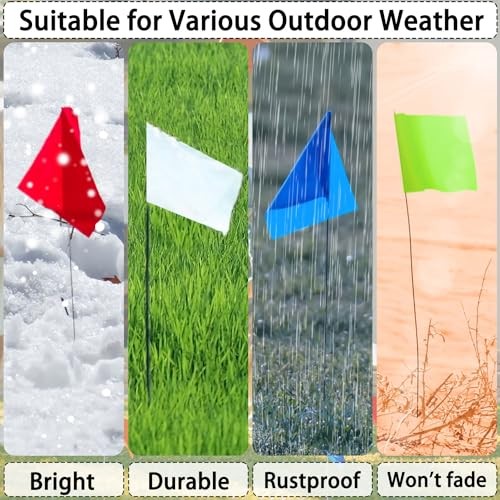 100Pack Marking Flags, Red & Green & Blue & White, Writable 100pcs - 4 colors