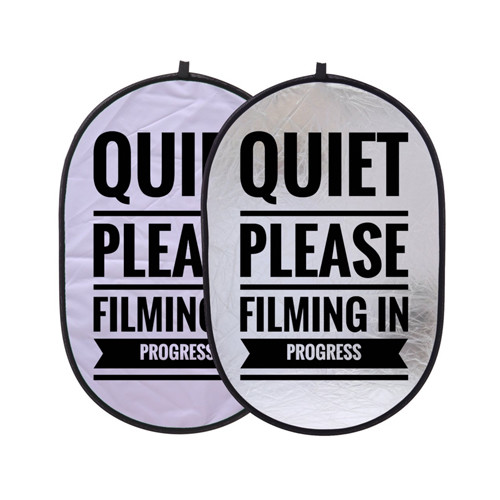 “Quiet Please Filming In Progress” Collapsible Sign / Reflector