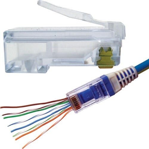 RJ45 Network Cables Modular Plug CAT5e UTP Connector End Pass Through 100 pc Jar