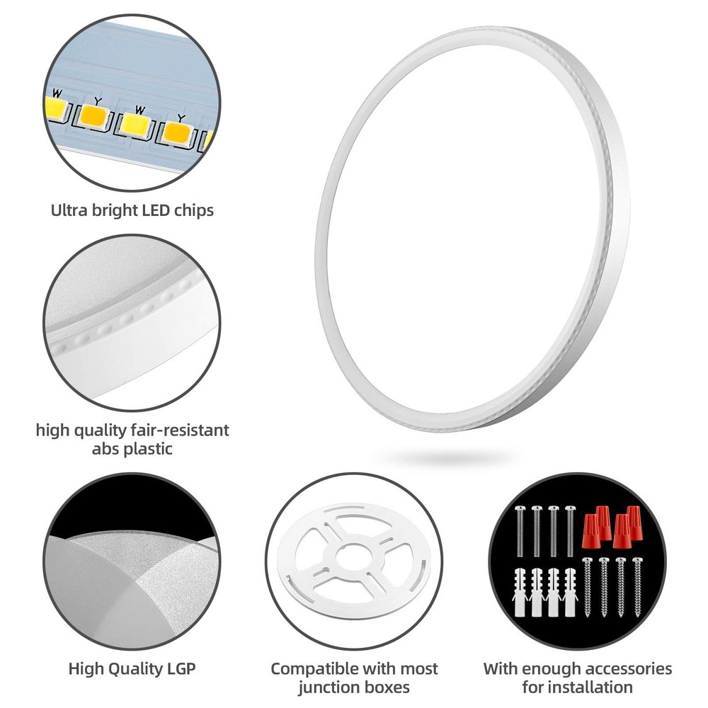 2 Pack Dimmable LED Flush Mount Ceiling Light 12in 28W 3100lm Smart App Control