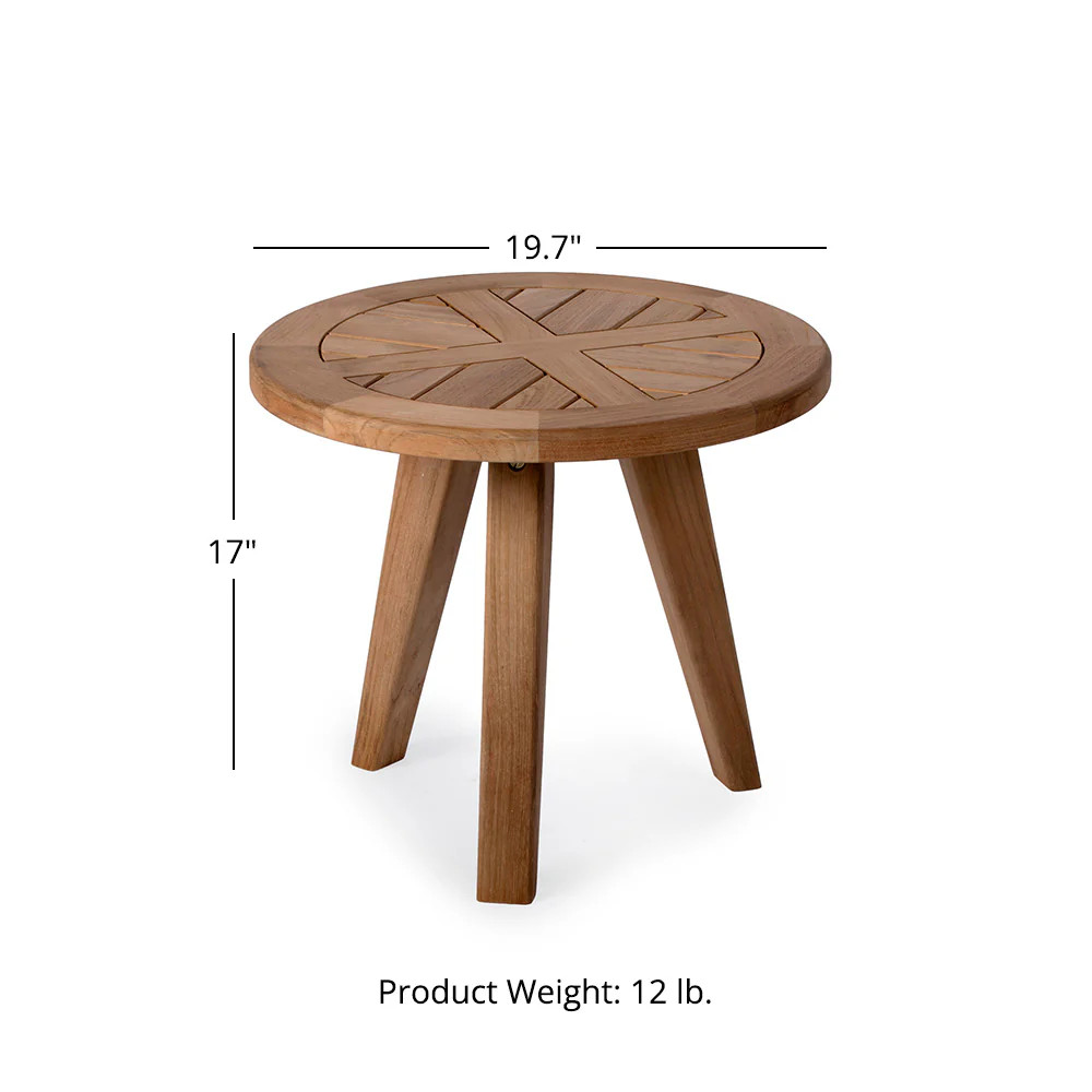 Ash & Ember Grade A Teak Round End Table, 19.7" Diameter, Accent Side Table