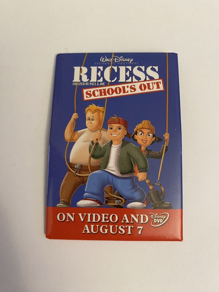 Recess Schools Out On Video And DVD Promo Pin Back Button P137