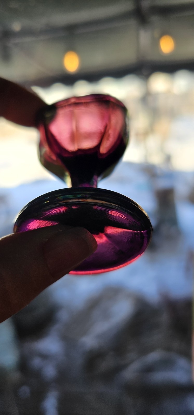 Lot 2 VTG Carnival Glass Eye Wash Cups Iridescent Optical Medical Amethyst