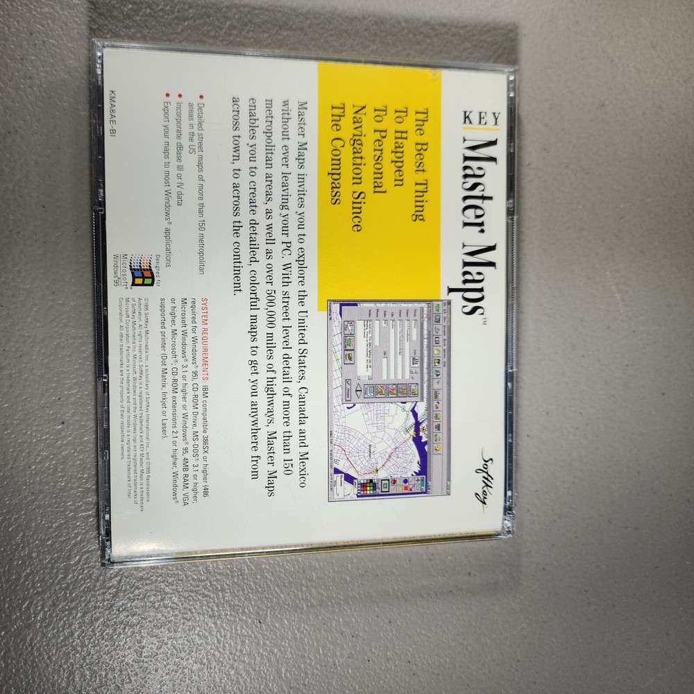 Softkey Key Master Maps Planning Travel & Creating Maps PC CD ROM WIN 95 2 CD