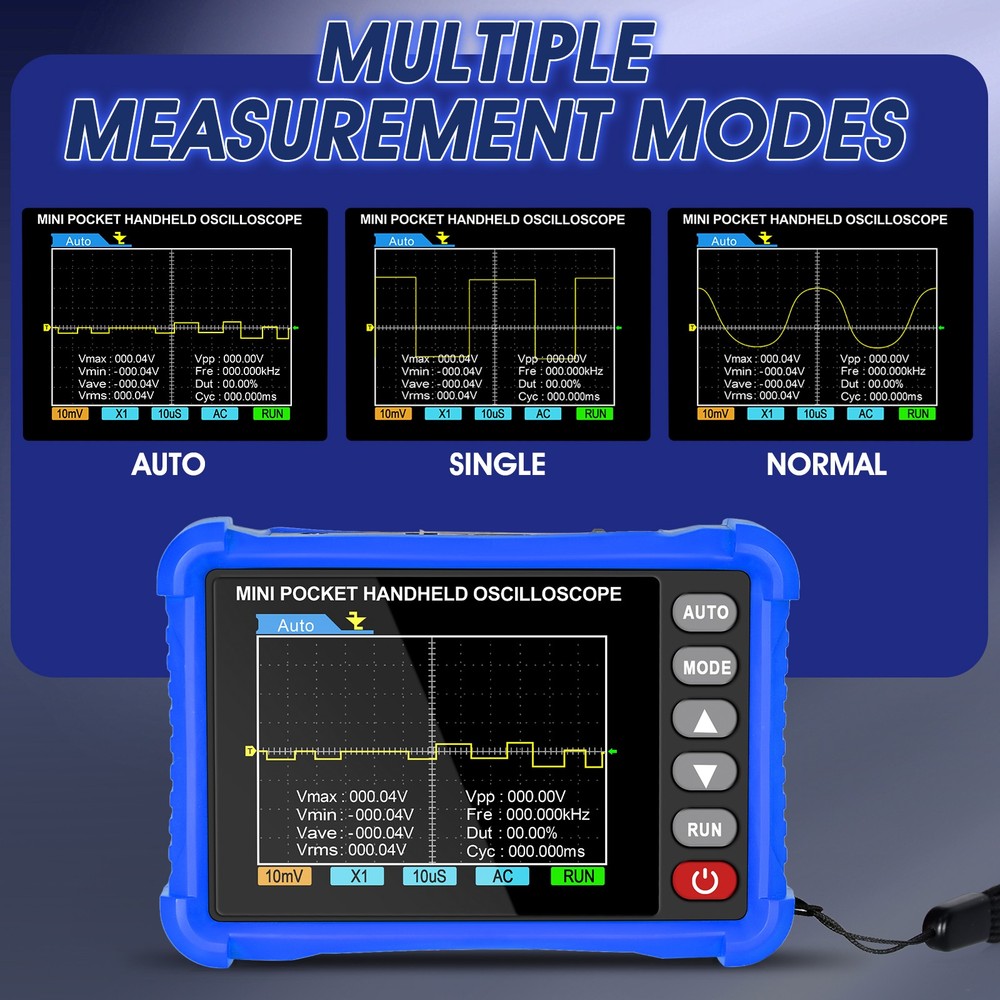Handheld Oscilloscope Auto Function Portable Digital Oscilloscope 2.5MS/s 500MHZ