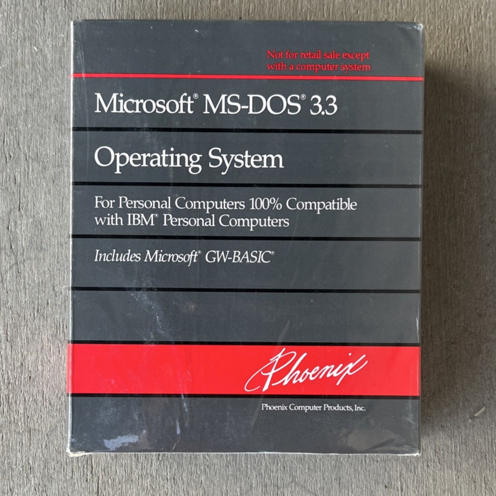 Phoenix Microsoft MS-DOS 3.3 GW-BASIC Floppy 3.5" OS Factory  Sealed 1988