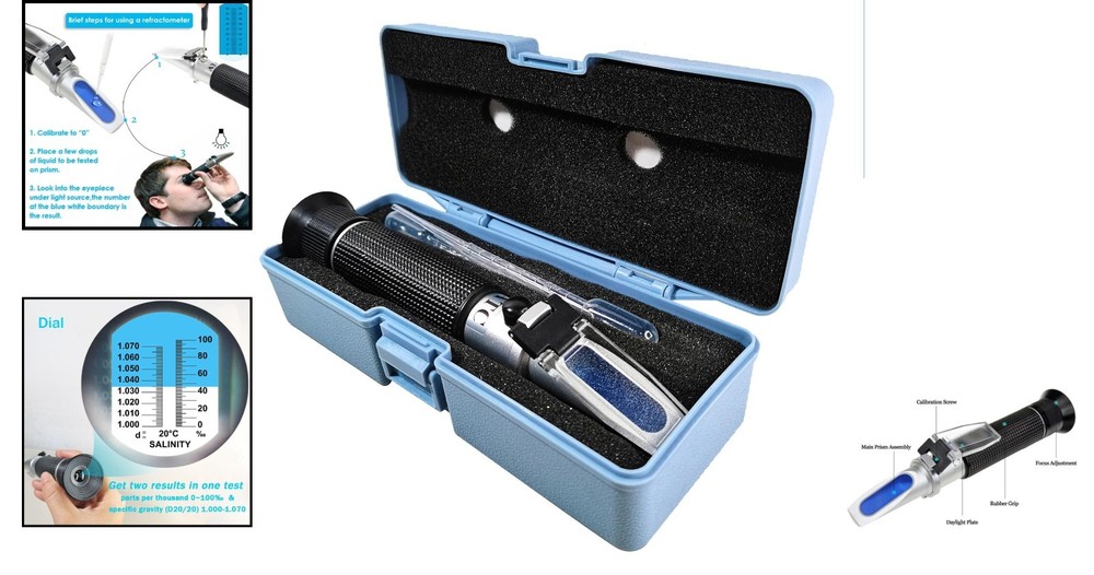 Automatic Temperature Compensating Salinity Refractometer for Marine Fishkeeping