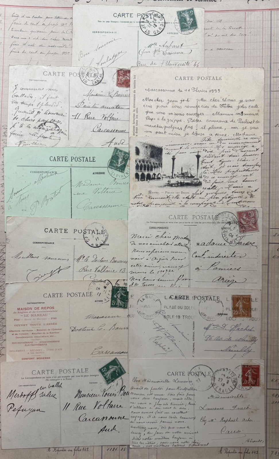 Large Lot Antique Vintage Authentic French Ephemera - Handwritten Letters Photos