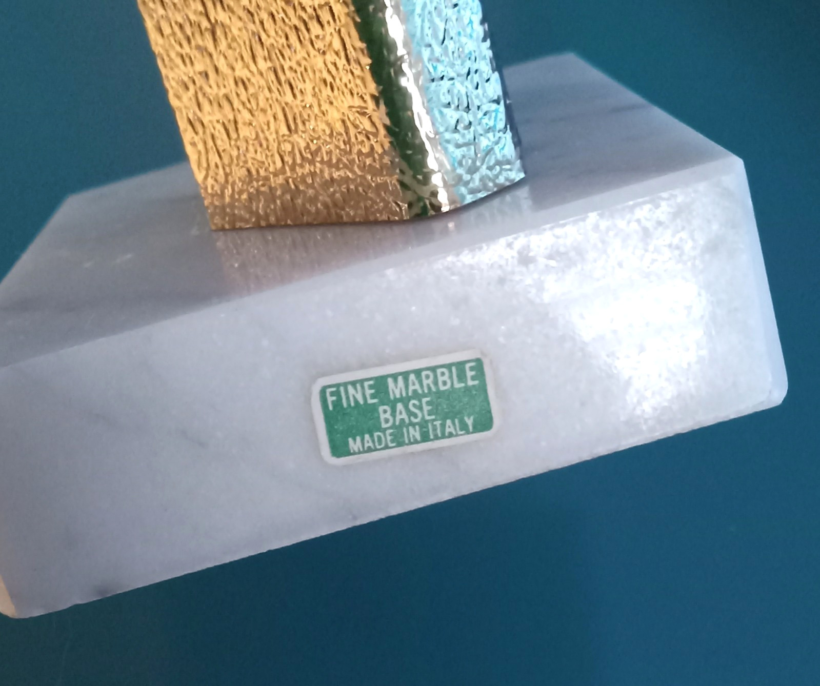 Vtg MCM Deco Italian Marble Baseball Softball Trophy Gold Metal Mid Century EUC