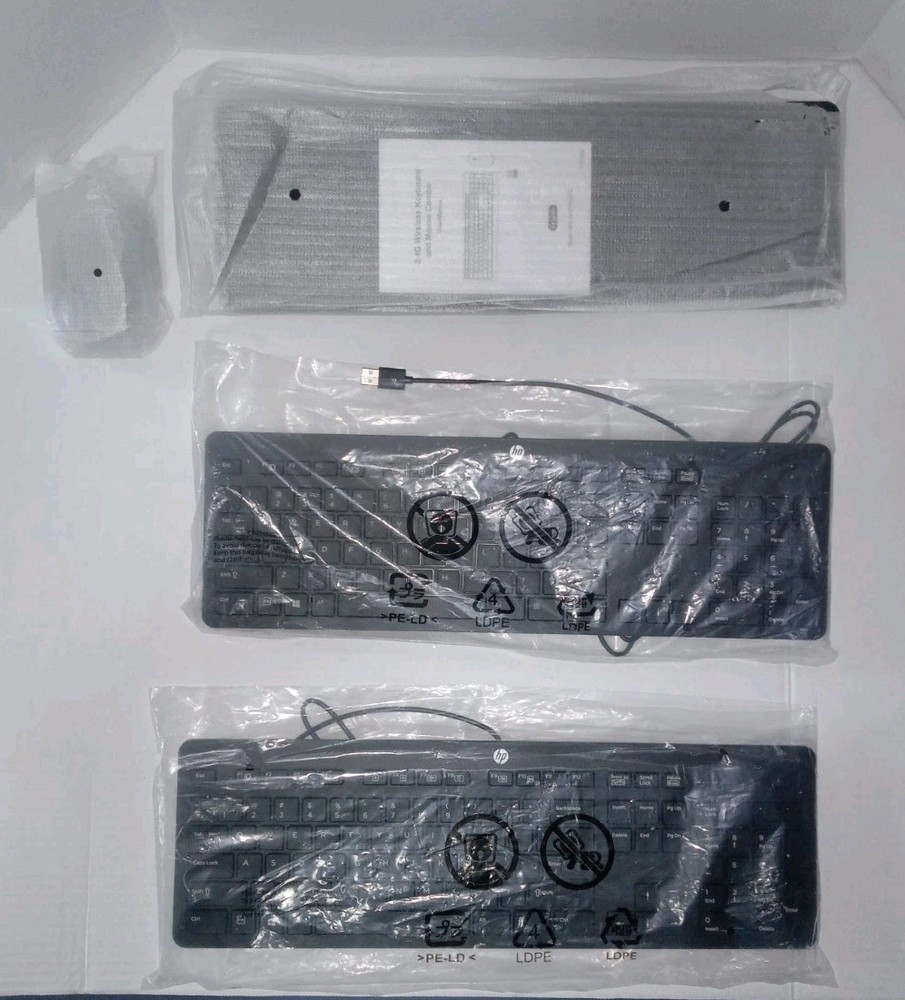 Three New Computer Key Boards, 2 - Wired HP'S and 1 - Wireless RoHs With Mouse!