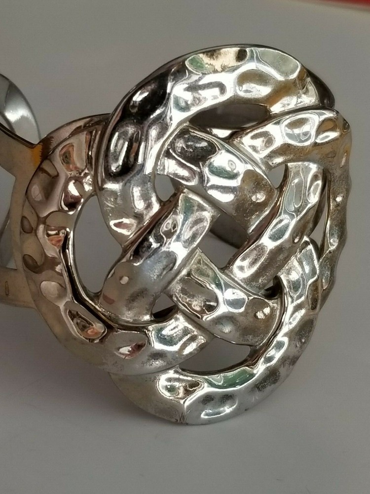 Hammered Silver-tone Twisted Bold Cuff Bracelet Boho-chic