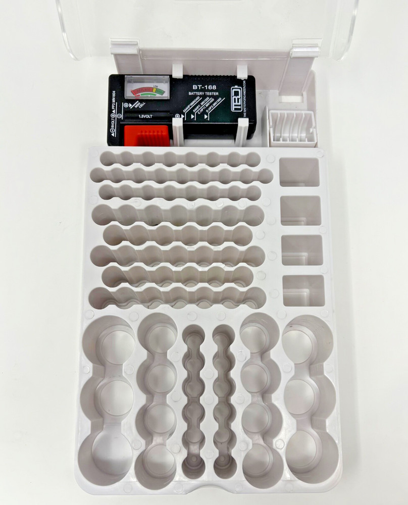 Battery Organizer Storage Case / Container for Batteries w/ Tester AA AAA 9V C D