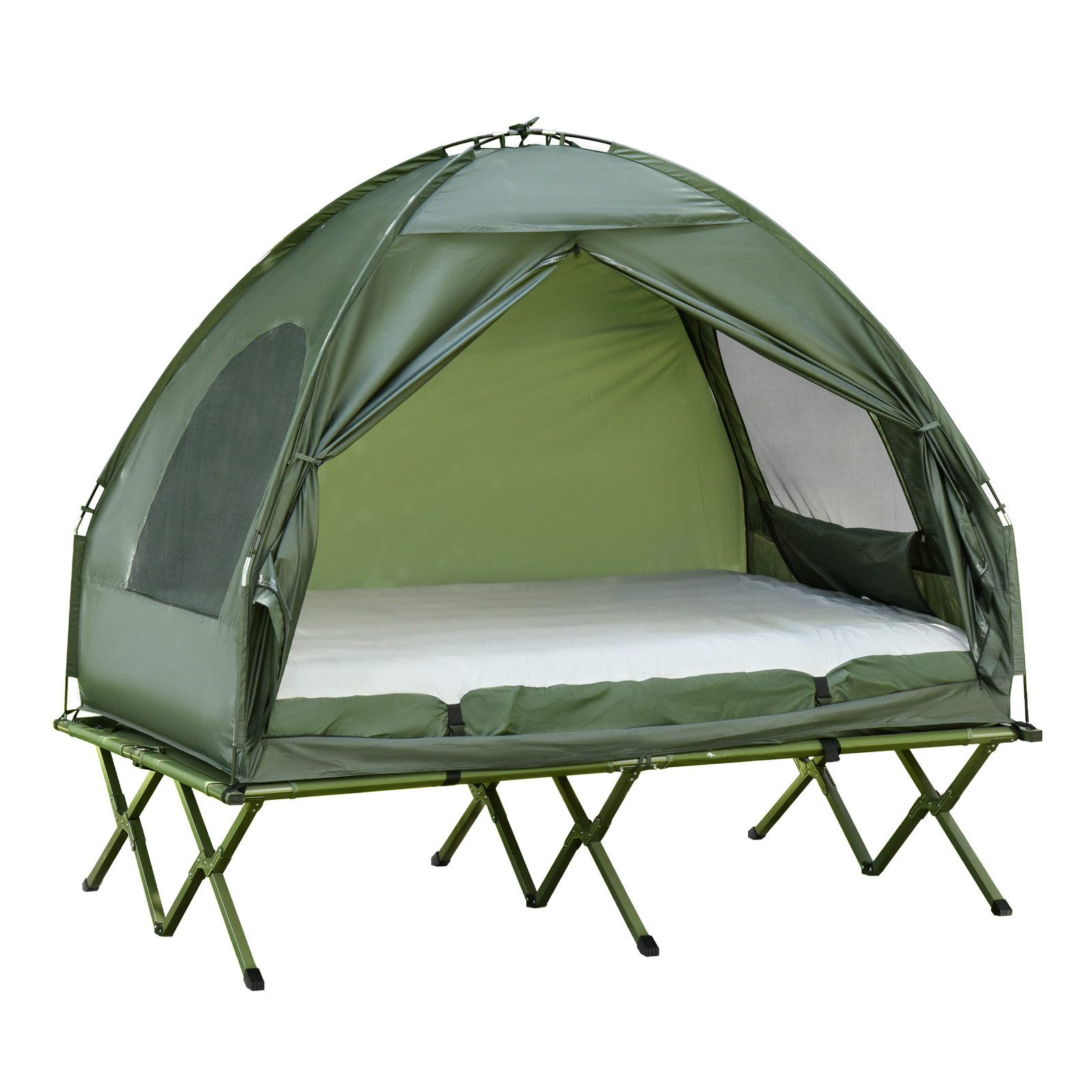 Outsunny Portable Folding Outdoor Elevated Camp Cot Tent Combo Camping Bed