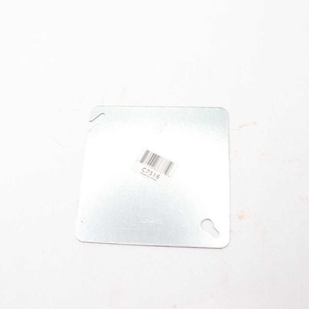 Square Flat Electrical Box Cover Plates Metal 4" x 4" C7516