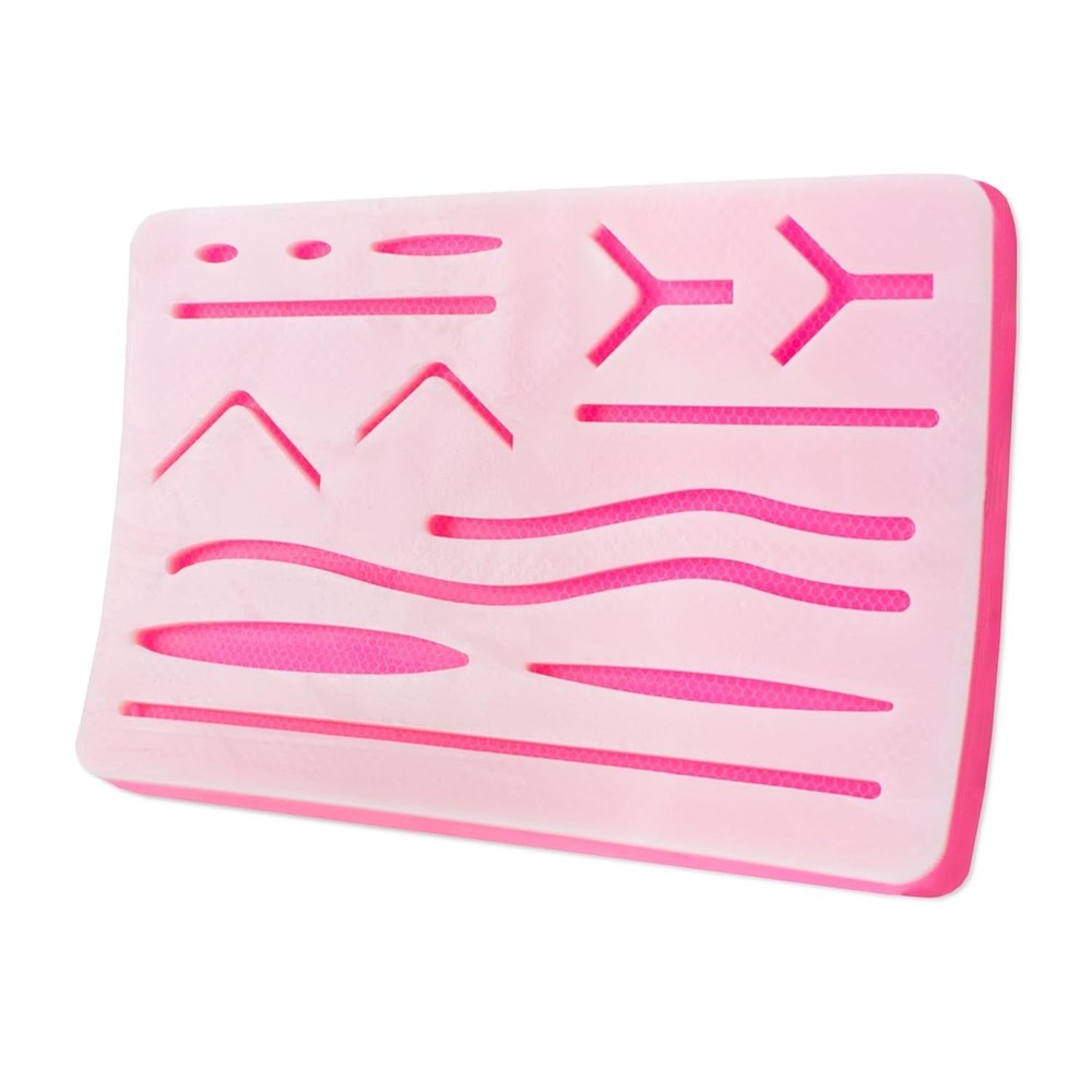 Suture Practice Pad Realistic Multi-Layer Silicone Skin Kit with 14 Pre-Cuts