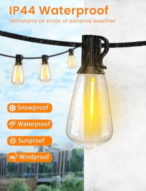 100FT Outdoor String Lights with Remote Patio Lights for Outside 52