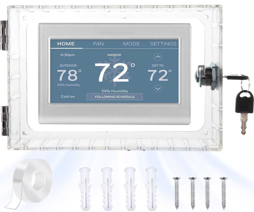 Thermostat Lock Box set Large Cover with Key Guard hardware New