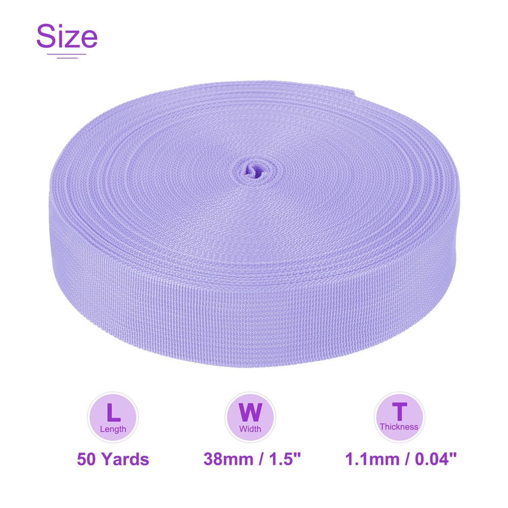 50Yard x 1 1/2" Width Nylon Webbing Strap Poly Webbing Strapping Light Purple